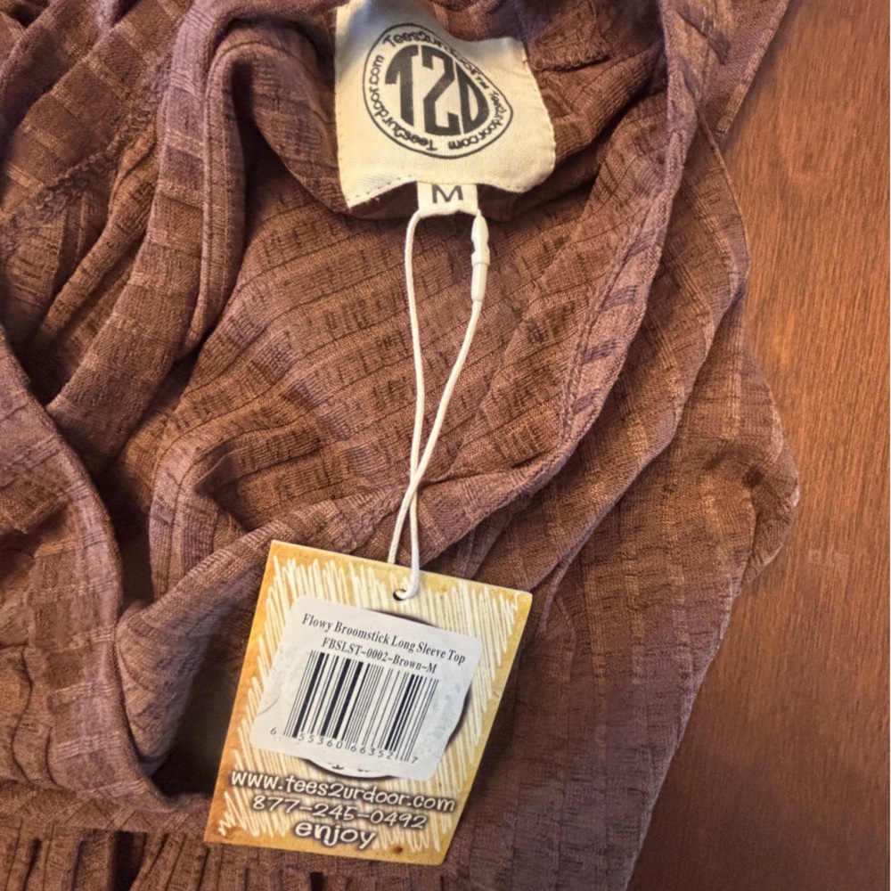 Relaxed Ribbed Babydoll Sweatshirt in Brown